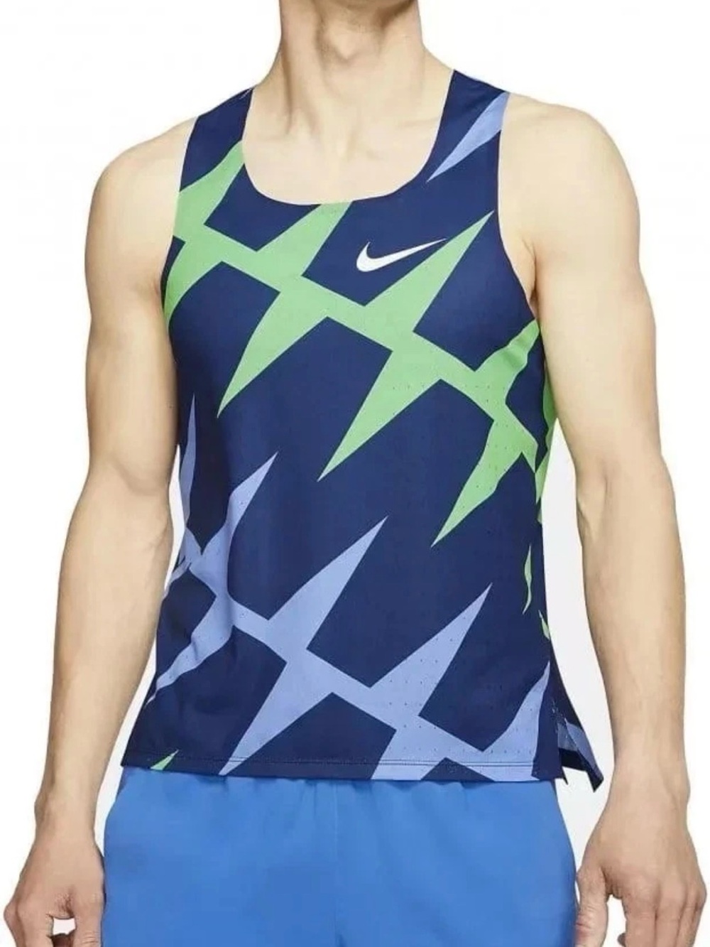Nike Aeroswift Pro Elite Running Singlet Blue Green CZ1030-492 Size Small